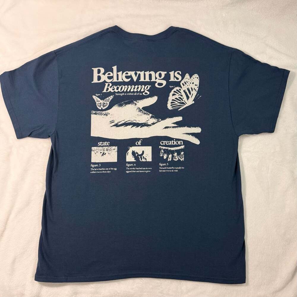Dravus In Tune Navy Blue Believing Is Becoming T-Shirt XL